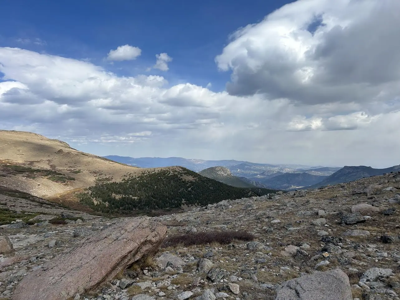 View of surrounding mountains and clear skies